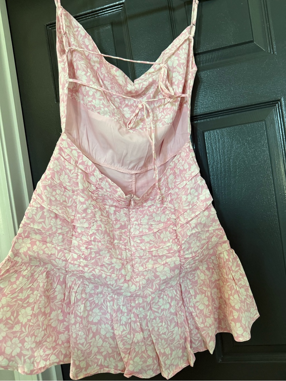 New Pink Floral Cowl Neck Mini Dress - Picture 4 of 5